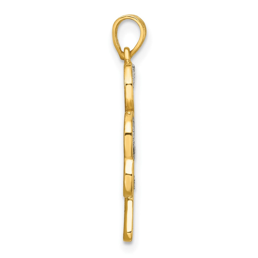 Sterling Silver Polished Gold-tone Glitter Paper Clover Pendant