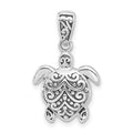 Sterling Silver Rhodium-plated Oxidized Sea Turtle Pendant