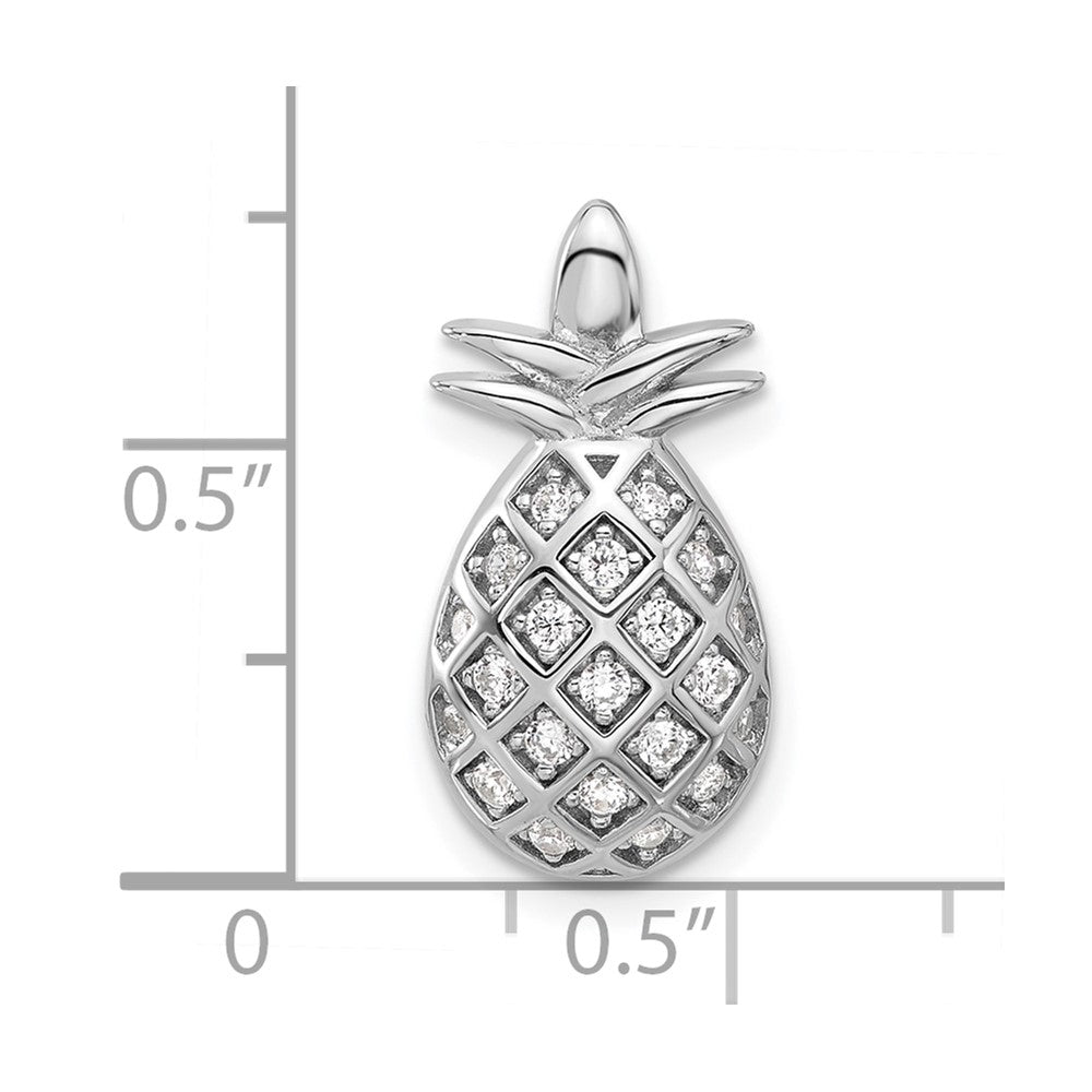 Pure Fire Sterling Silver Rhod-plated CZ Pineapple Pendant