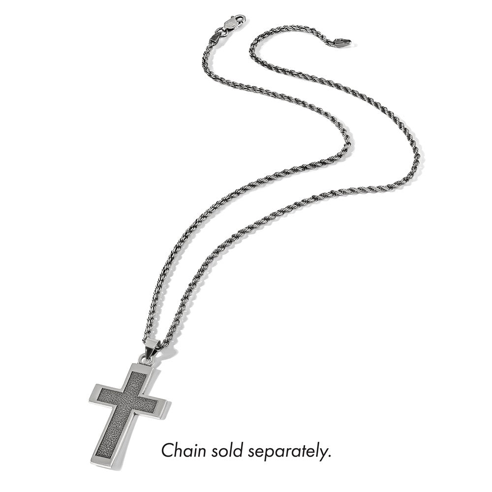 Sterling Silver Antiqued Solid Textured Cross Pendant