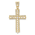 Sterling Silver Gold-tone CZ Latin Cross Pendant
