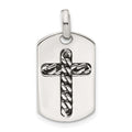 Sterling Silver Antiqued Chain Inlay Cross Dog Tag