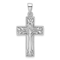 Sterling Silver Rhodium-Plated Polished Cross with Tree Pendant