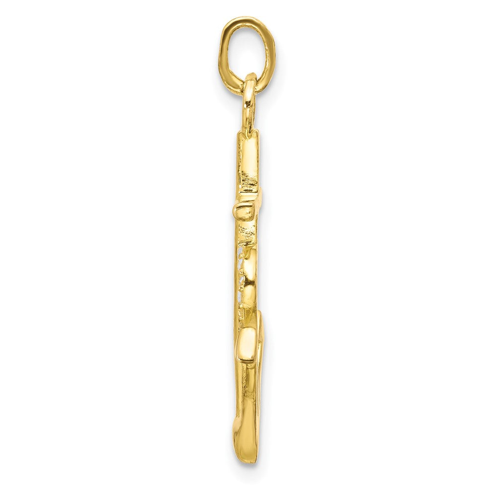 Sterling Silver Gold-tone Cross CZ Heart Anchor Pendant