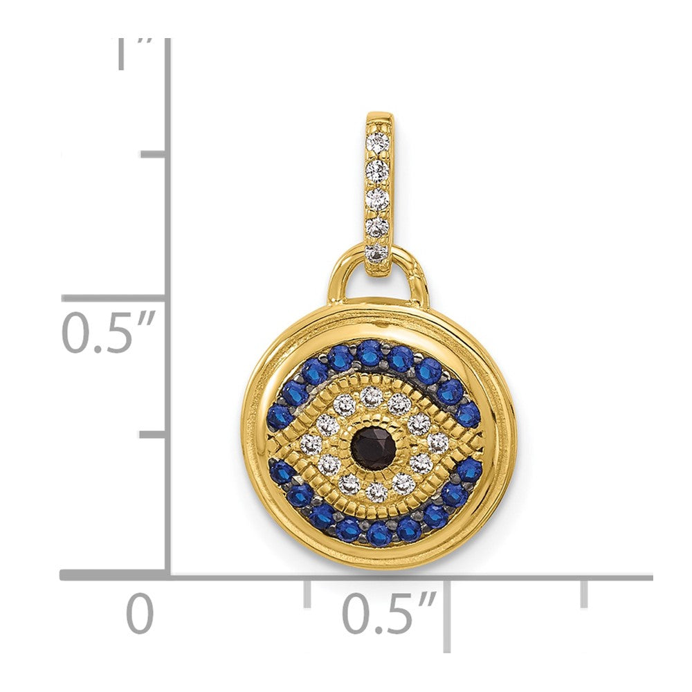 SS Gold-tone Black Rhodium CZ and Nano Crystal Evil Eye Pendant