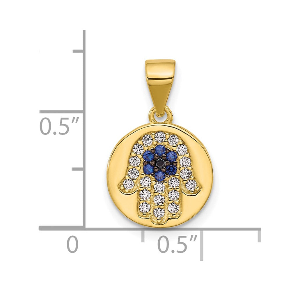 SS Gold-tone Black Rhodium CZ and Nano Crystal Hamsa Pendant