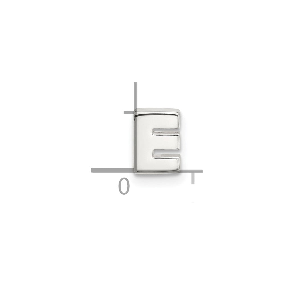 Sterling Silver E-coated Letter E Slide Charm