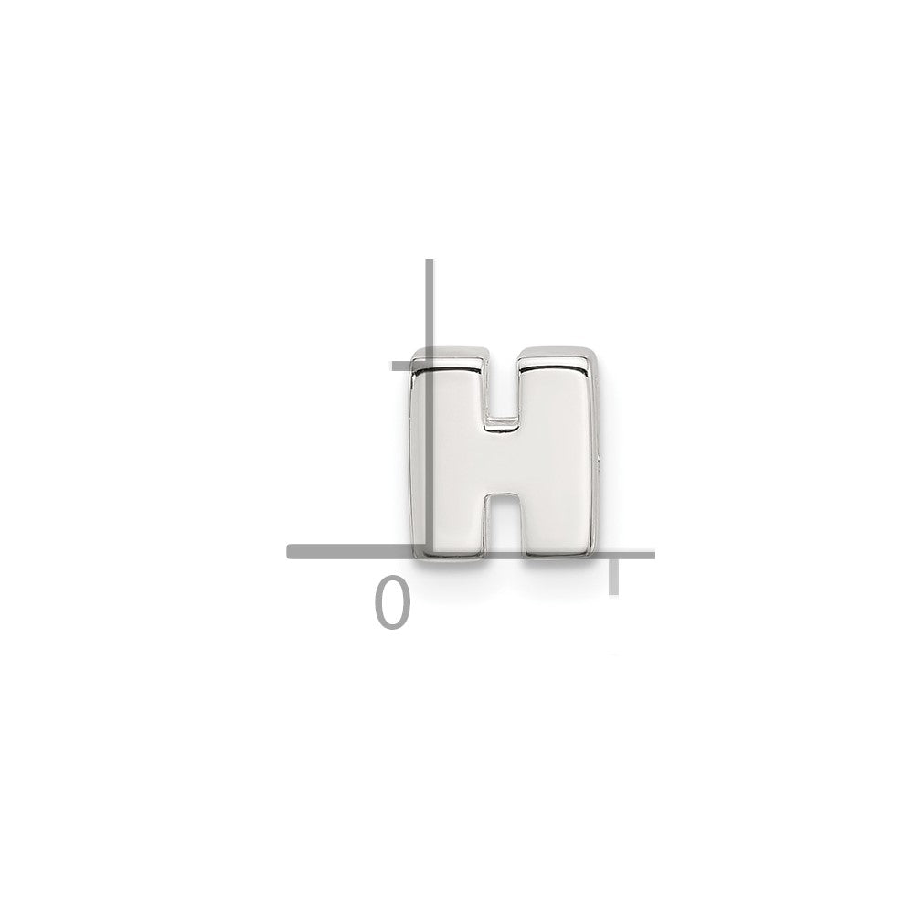 Sterling Silver E-coated Letter H Slide Charm