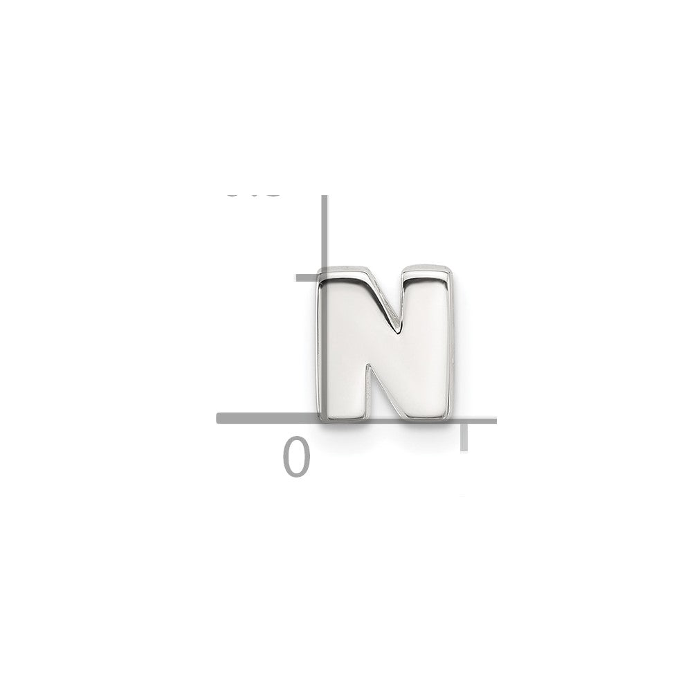 Sterling Silver E-coated Letter N Slide Charm