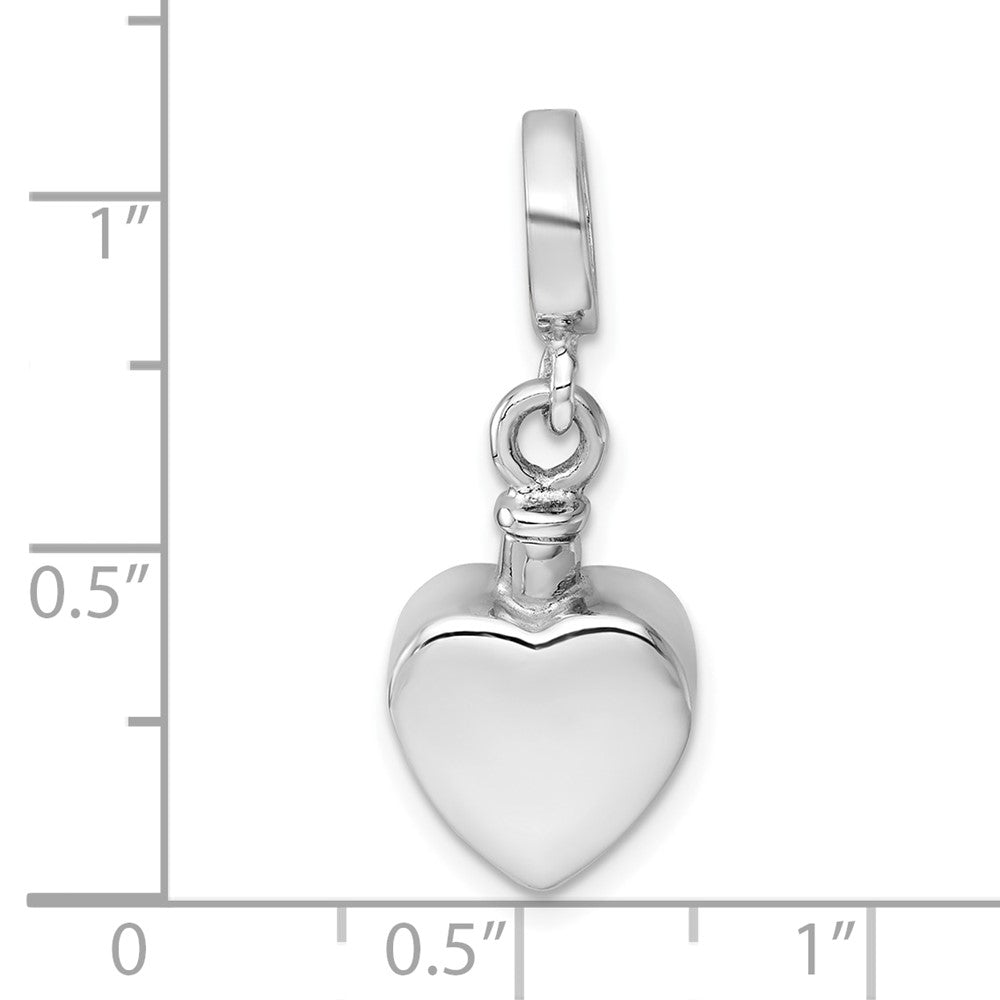 Sterling Silver Rhodium-plated Polished Heart Ash Holder Pendant