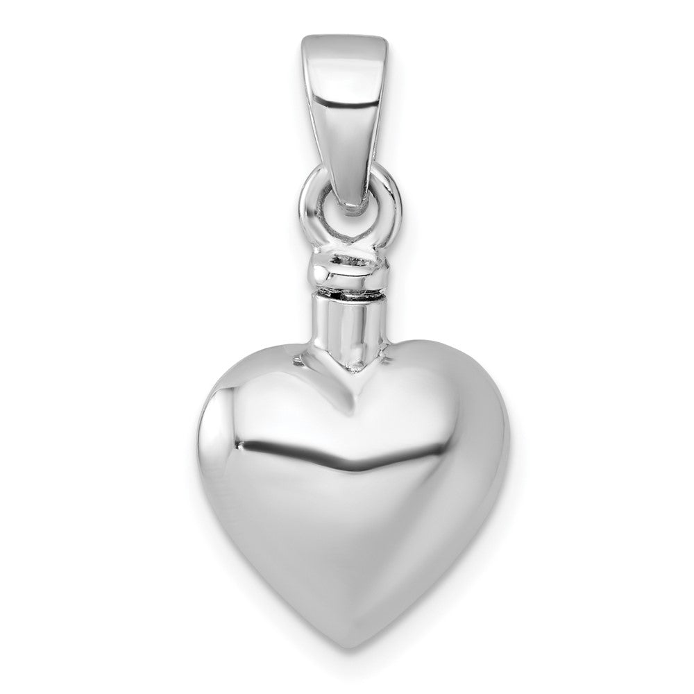 Sterling Silver Rhodium-plated Polished & Textured Heart Ash Holder