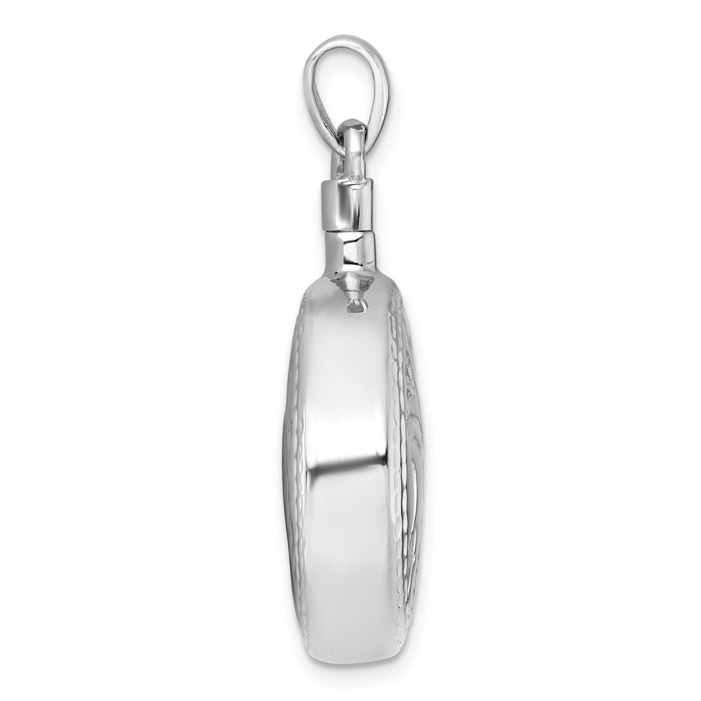 Sterling Silver Rhodium-plated Polished w/ Design Round Ash Holder