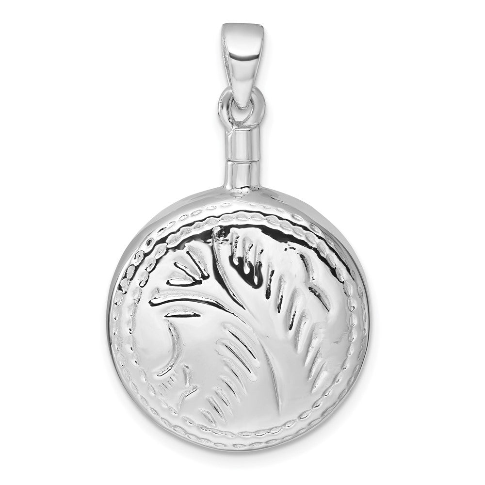 Sterling Silver Rhodium-plated Polished w/ Design Round Ash Holder