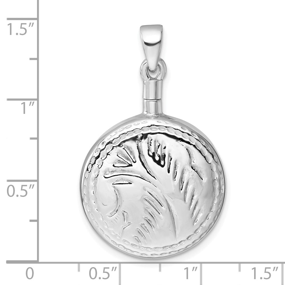 Sterling Silver Rhodium-plated Polished w/ Design Round Ash Holder