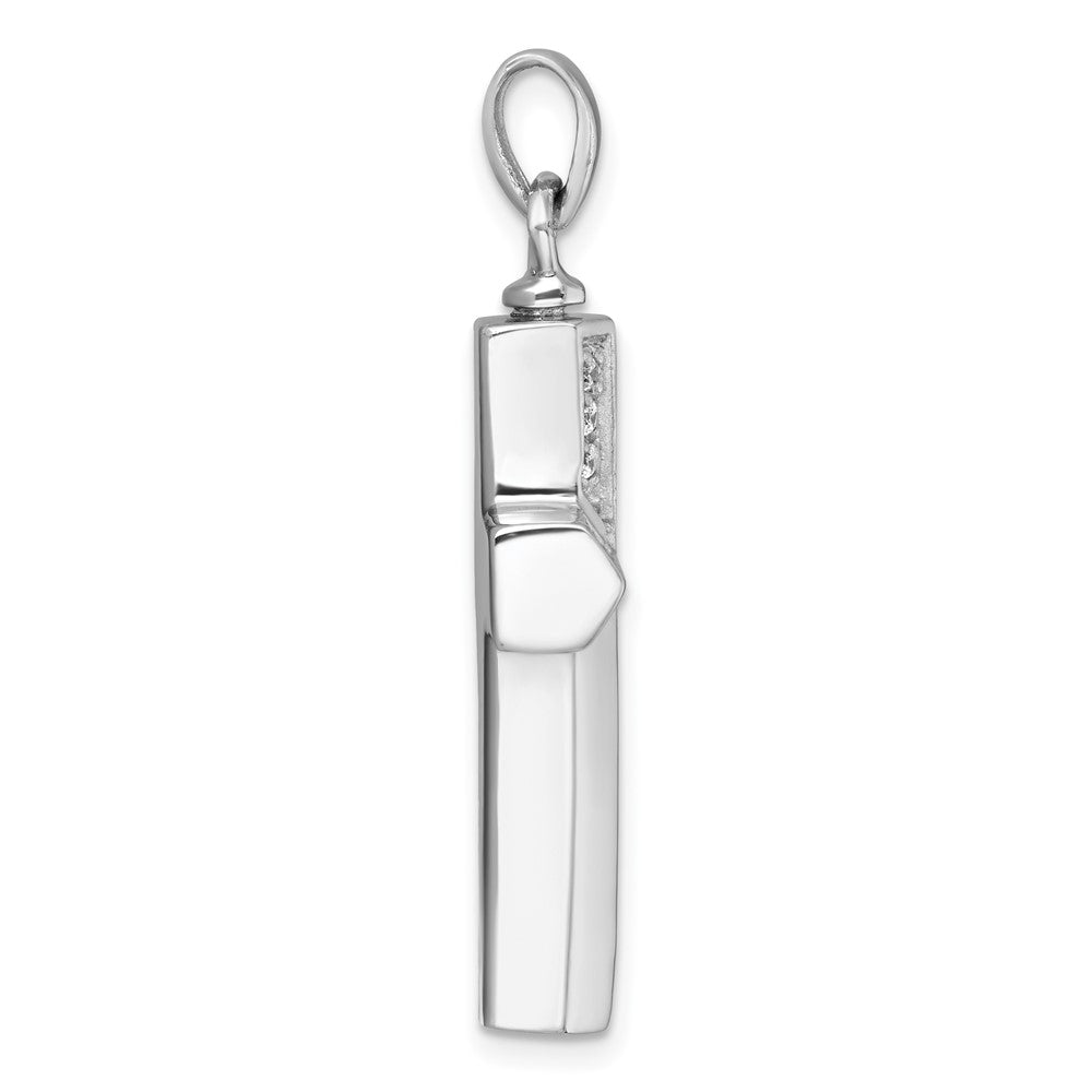 Sterling Silver Rhodium-plated Polished CZ Cross Ash Holder Pendant