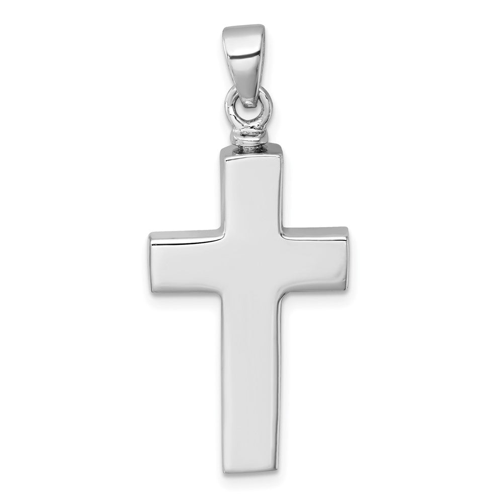 Sterling Silver Rhodium-plated Polished CZ Cross Ash Holder Pendant