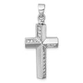 Sterling Silver Rhodium-plated Polished CZ Cross Ash Holder Pendant