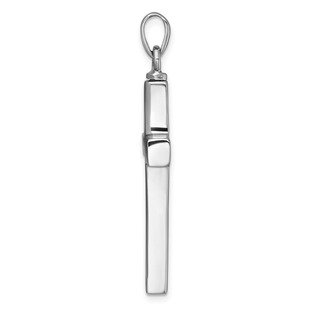 Sterling Silver Rhodium-plated Cross Enameled Heart Ash Holder Pendant