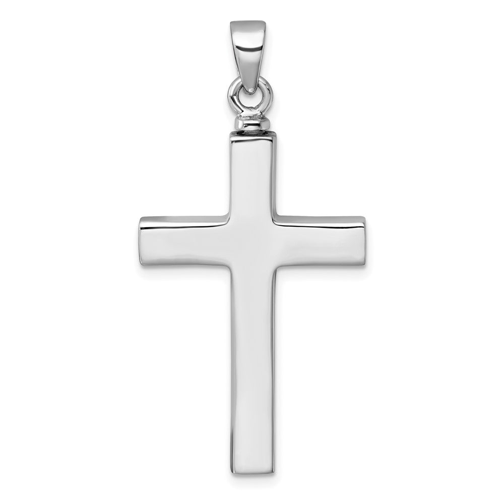 Sterling Silver Rhodium-plated Cross Enameled Heart Ash Holder Pendant