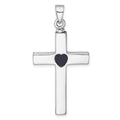Sterling Silver Rhodium-plated Cross Enameled Heart Ash Holder Pendant