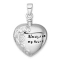 Sterling Silver RH-plt Polish Enamel Always in My Heart Ash Holder Pendant