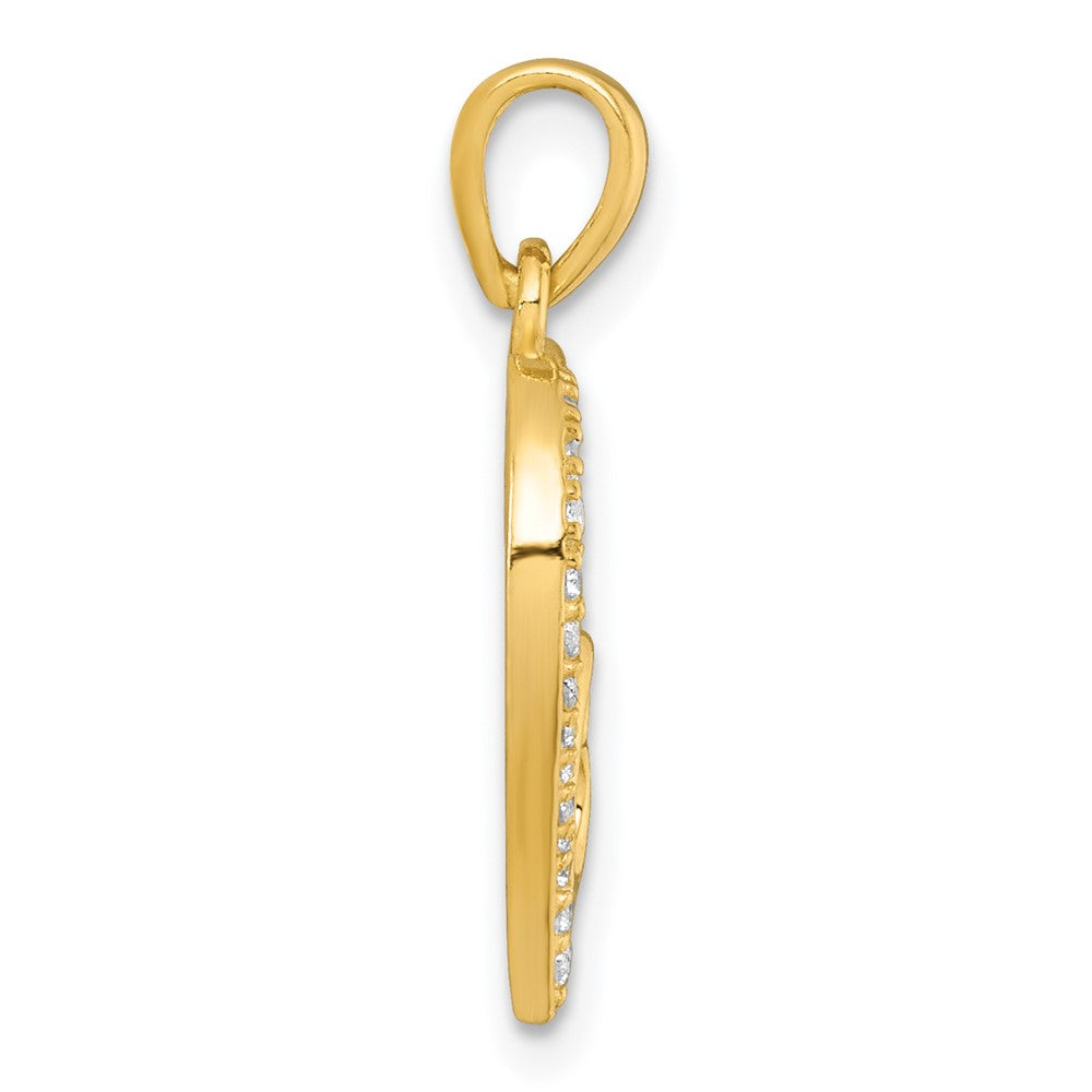 Sterling Silver Gold-tone Polished CZ Heart Pendant