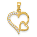 Sterling Silver Gold-tone Polished CZ Heart Pendant