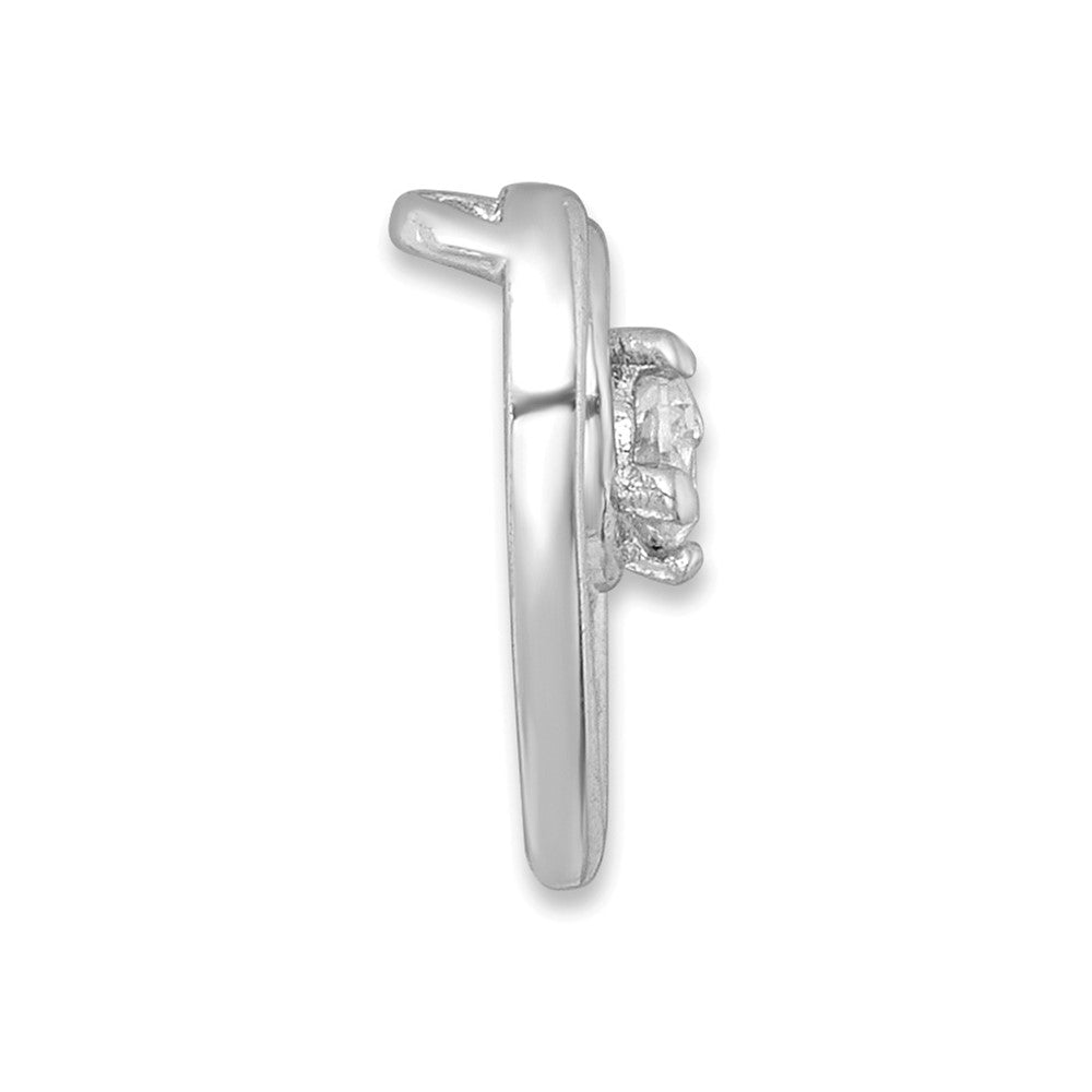 Sterling Silver Rh-plated Polished CZ Heart Chain Slide Pendant
