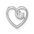 Sterling Silver Rh-plated Polished CZ Heart Chain Slide Pendant