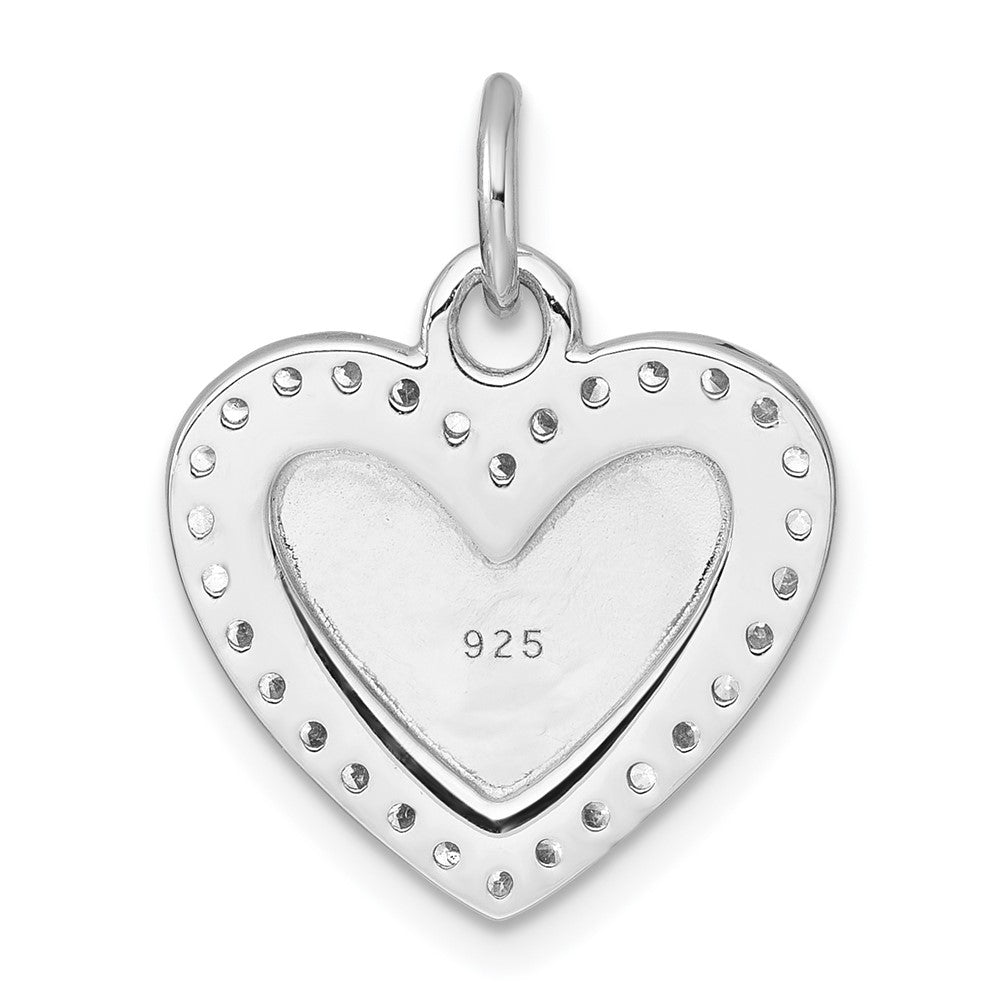 Sterling Silver Rhodium-plated Polished CZ Heart Pendant