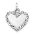 Sterling Silver Rhodium-plated Polished CZ Heart Pendant