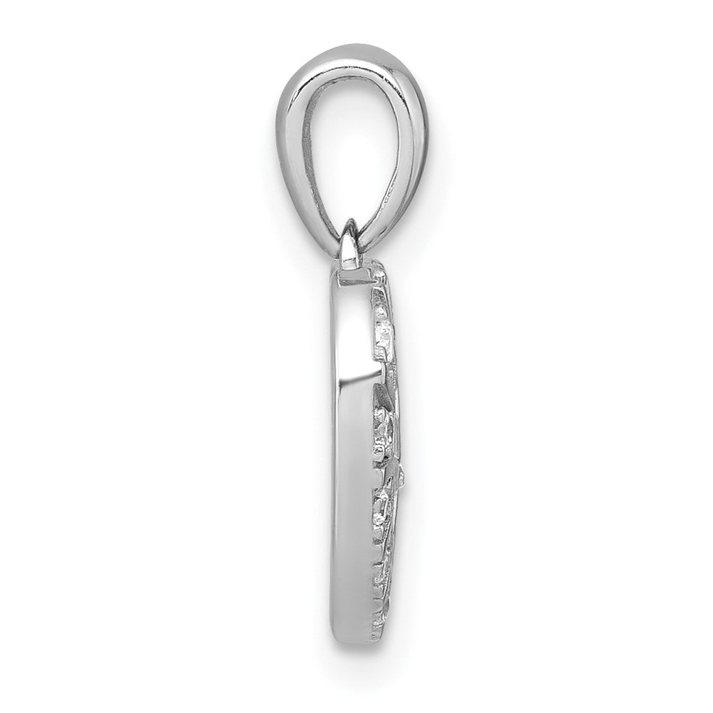 Sterling Silver Rhodium-plated Polished CZ Star Heart Pendant