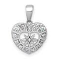 Sterling Silver Rhodium-plated Polished CZ Star Heart Pendant