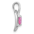 Sterling Silver RH-plated Polished Pink/White CZ Heart Chain Slide Pendant