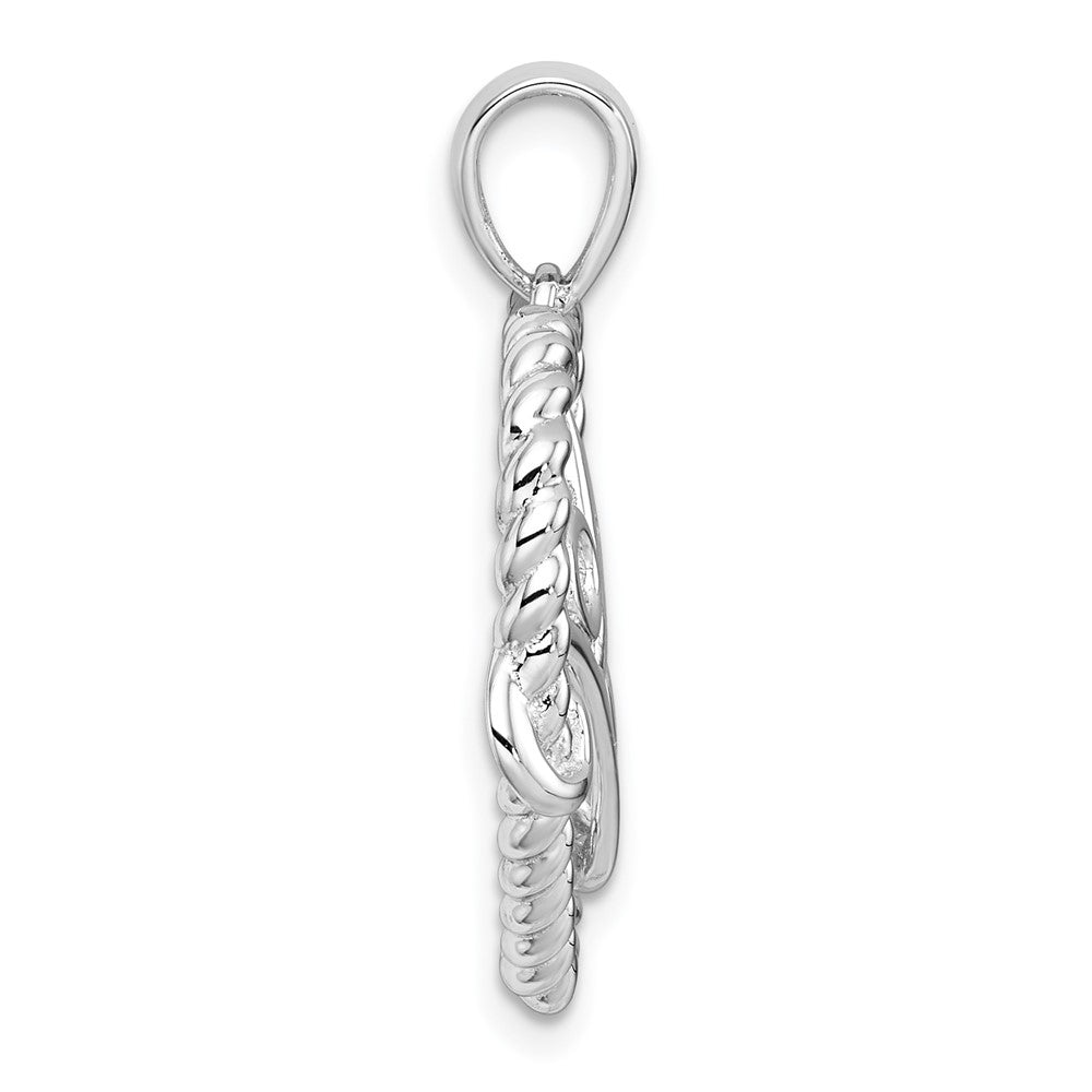 Sterling Silver RH-pl w/14k Accent Polished CZ Mom Rope Heart Pendant