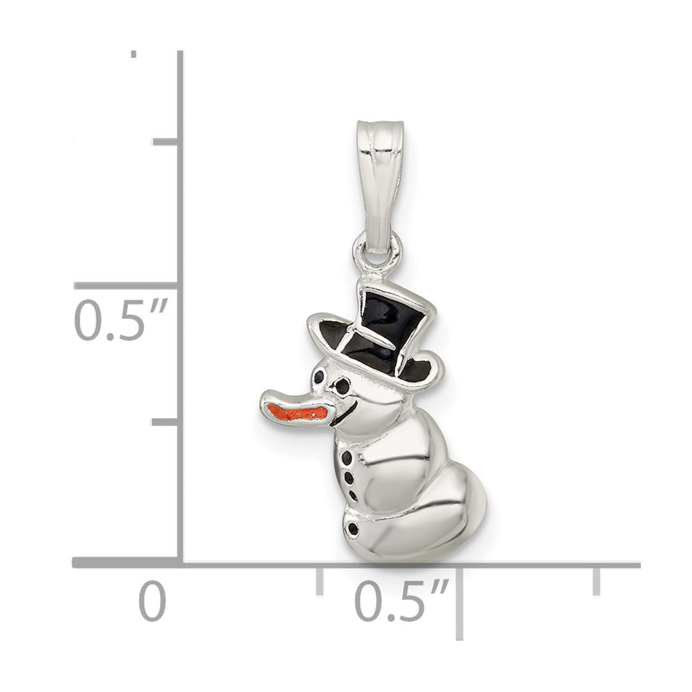 Sterling Silver Polished and Enameled Snowman Charm