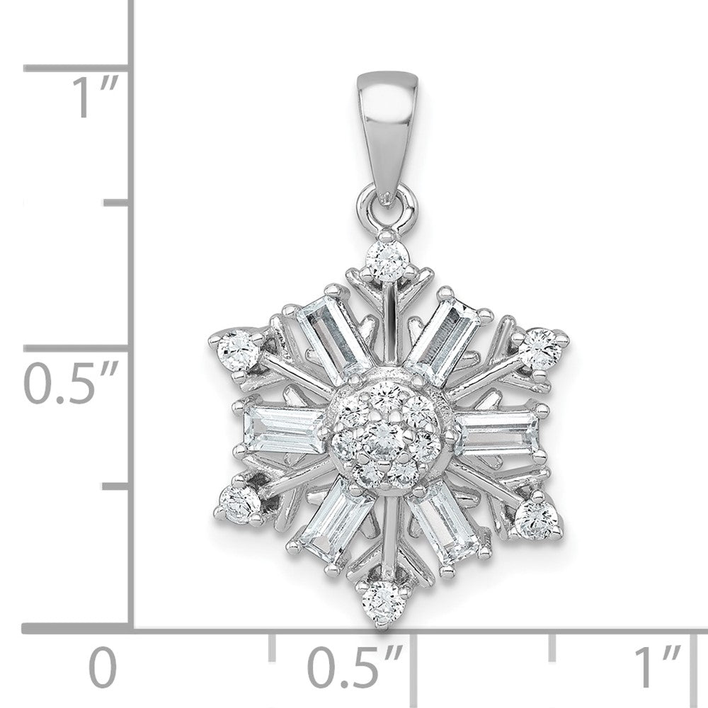Sterling Silver Rhodium-plated Polished CZ Snowflake Pendant