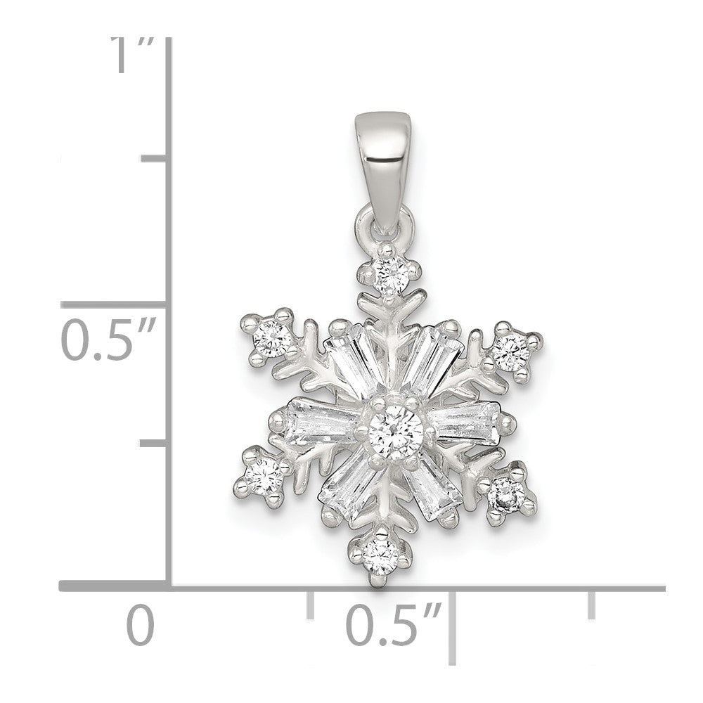 Sterling Silver Polished CZ Snowflake Pendant