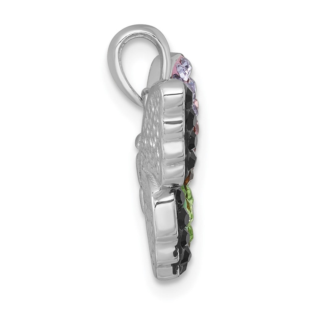Sterling Silver RH-plated Multi Color Crystal Butterfly Pendant