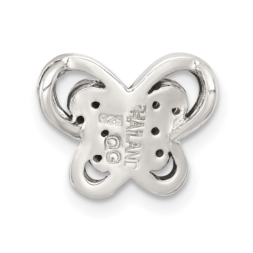 Sterling Silver Antiqued Marcasite Butterfly Chain Slide Pendant