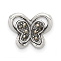 Sterling Silver Antiqued Marcasite Butterfly Chain Slide Pendant