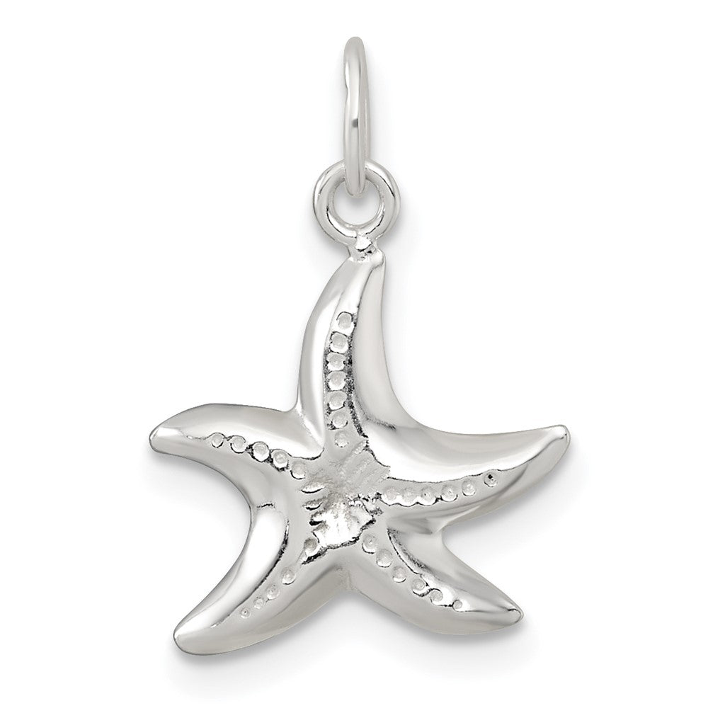 Sterling Silver Polished and Diamond-cut 3-D Starfish Pendant