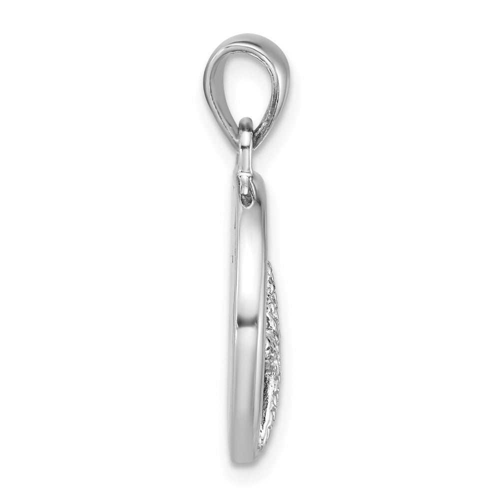 Sterling Silver Rh-plated Polished Abalone with Starfish Pendant