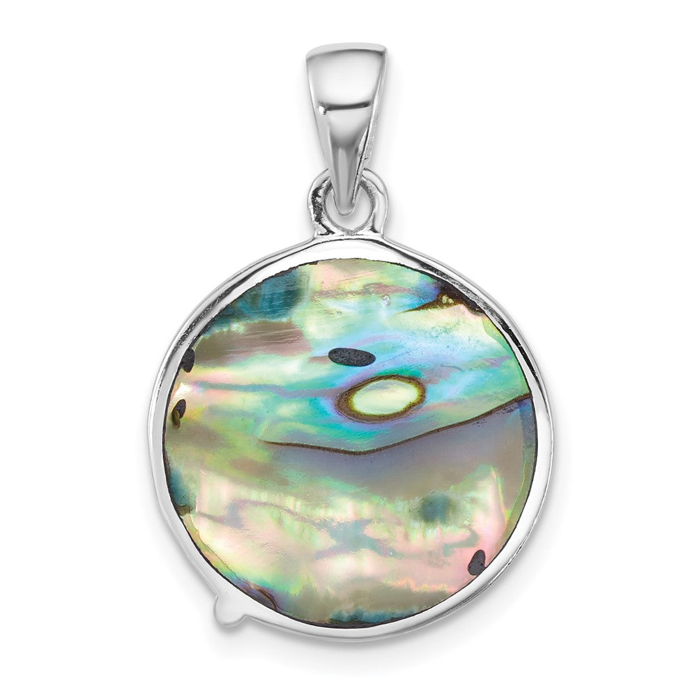Sterling Silver Rh-plated Polished Abalone with Starfish Pendant