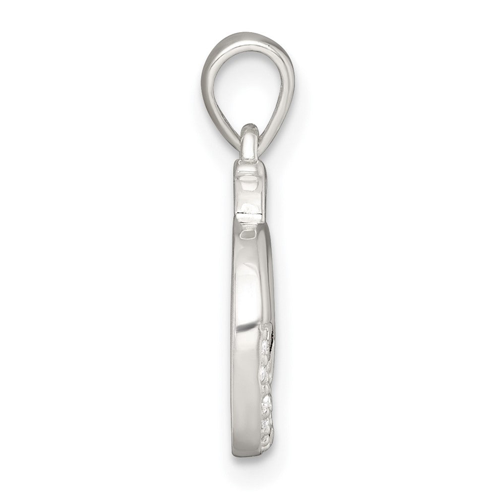 Sterling Silver Polished Pink and White CZ Whale Pendant