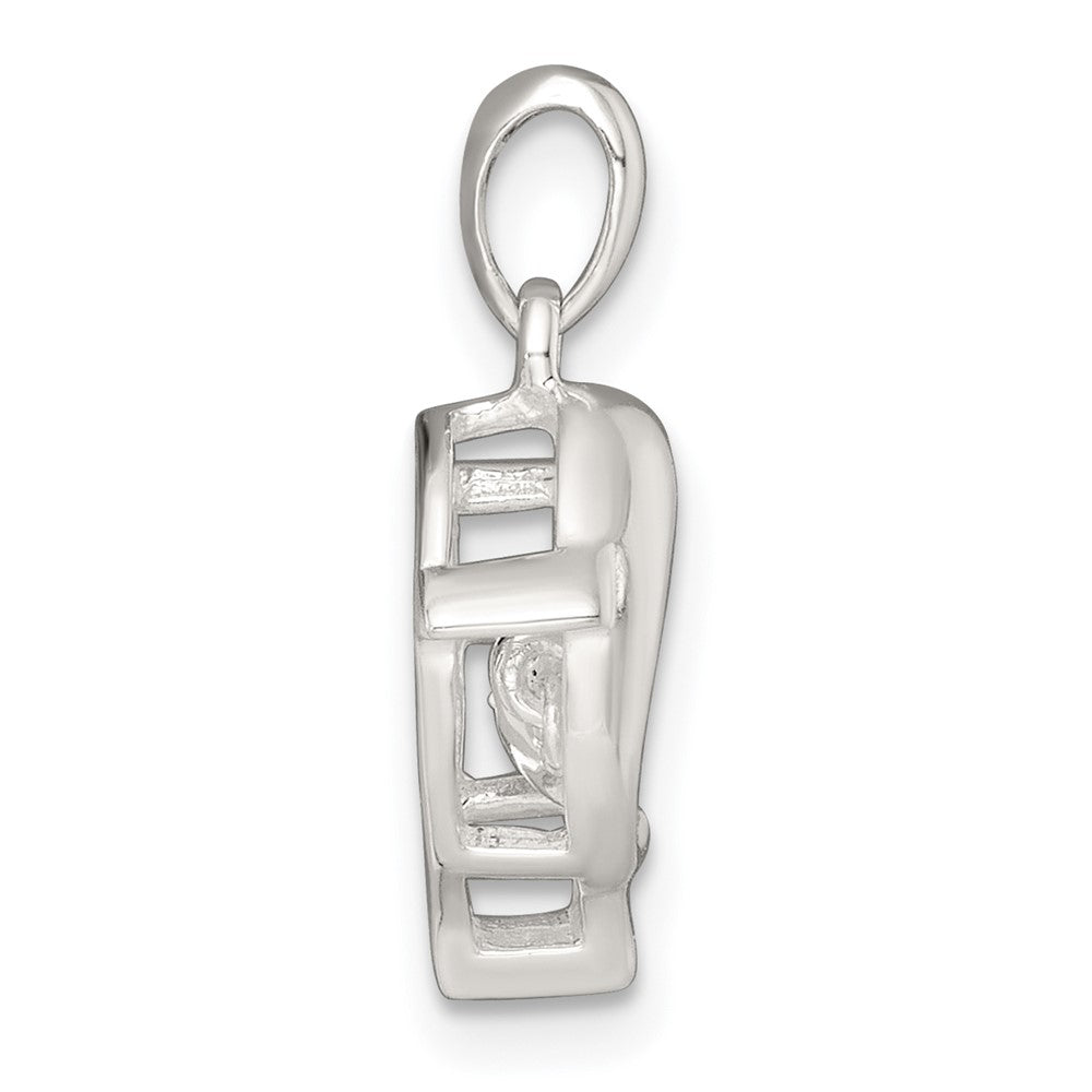 Sterling Silver Polished Vibrant CZ Dolphin Pendant