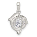 Sterling Silver Polished Vibrant CZ Dolphin Pendant