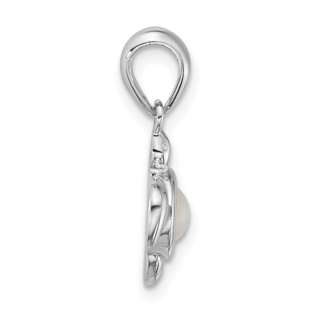 Sterling Silver Rhodium-plated Polished MOP Turtle Pendant