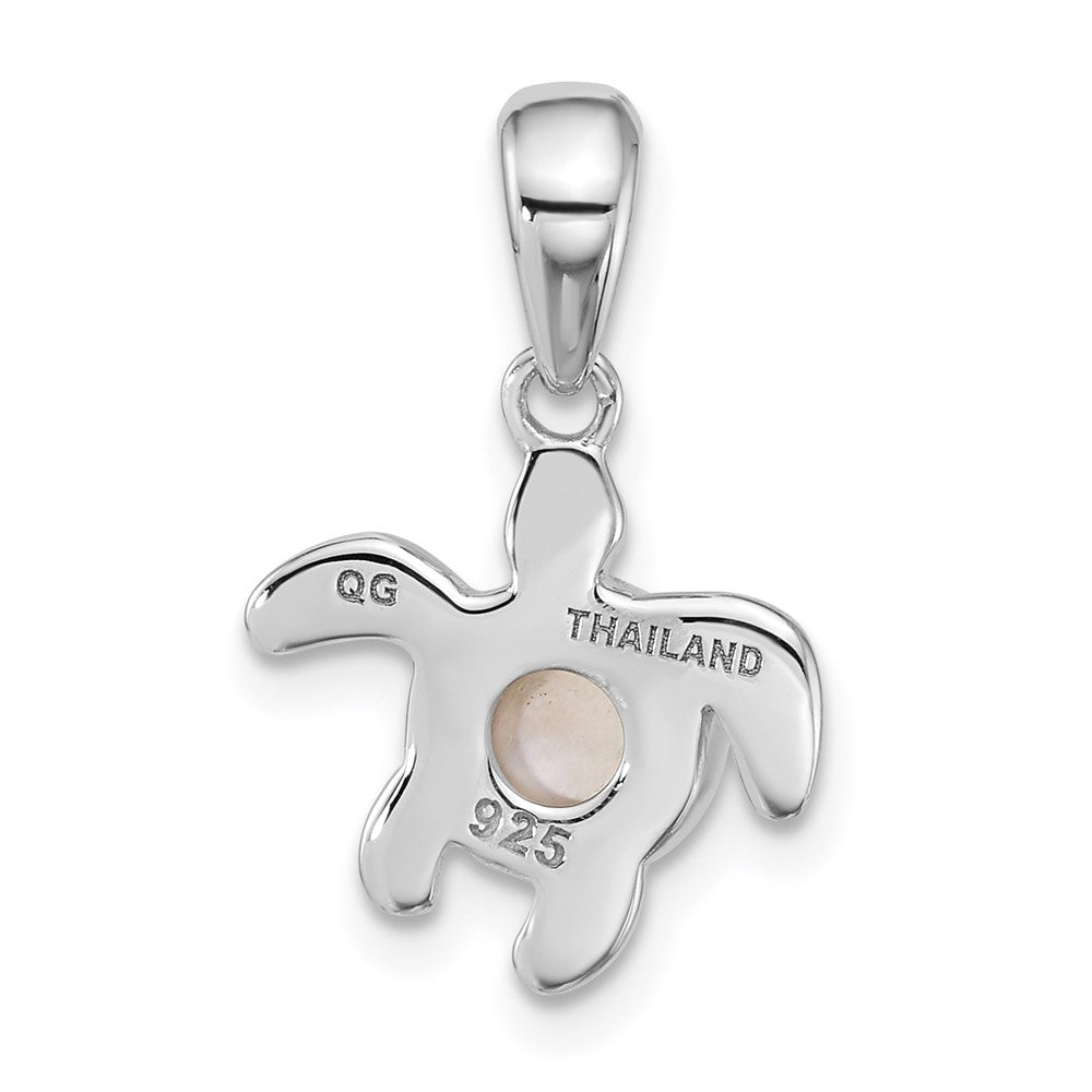 Sterling Silver Rhodium-plated Polished MOP Turtle Pendant