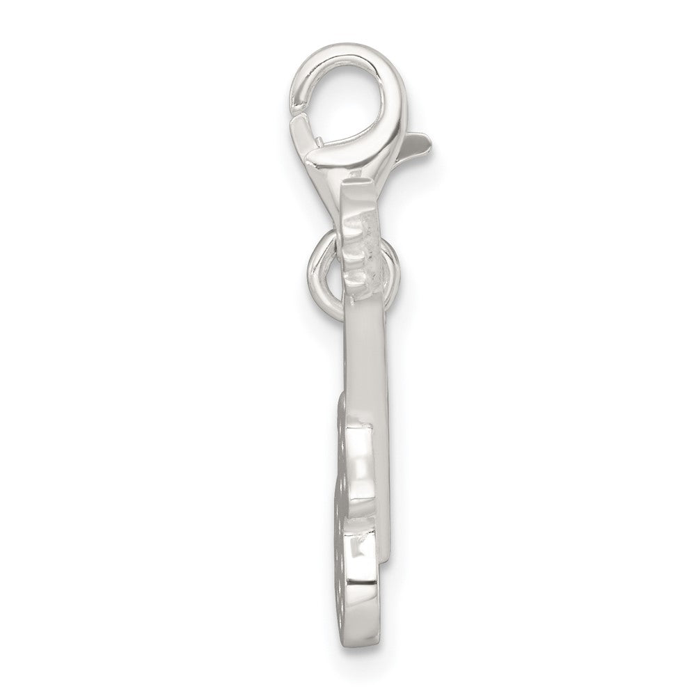 Sterling Silver Polished CZ Guitar with Lobster Clasp Charm